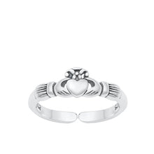 Load image into Gallery viewer, Sterling Silver Oxidized Claddagh Toe Ring