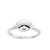 Sterling Silver Oxidized Eye Toe Ring-6 mm