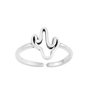 Sterling Silver Oxidized Cactus Toe Ring-6.6 mm