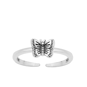 Sterling Silver Oxidized Butterfly Toe Ring