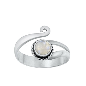 Sterling Silver Oxidized Moonstone Toe Ring-11.5mm