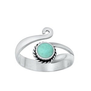 Sterling Silver Oxidized Genuine Turquoise Stone Toe Ring-11.5mm
