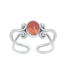 Load image into Gallery viewer, Sterling Silver Oxidized Red Carnelian Toe Ring