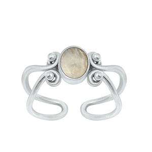 Sterling Silver Oxidized Moonstone Toe Ring