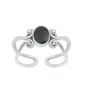 Sterling Silver Oxidized Black Agate Stone Toe Ring
