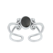 Load image into Gallery viewer, Sterling Silver Oxidized Black Agate Stone Toe Ring