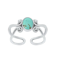 Load image into Gallery viewer, Sterling Silver Oxidized Genuine Turquoise Stone Toe Ring