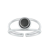 Sterling Silver Oxidized Black Agate Stone Toe Ring-6.9mm