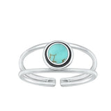 Sterling Silver Oxidized Genuine Turquoise Stone Toe Ring-6.9mm