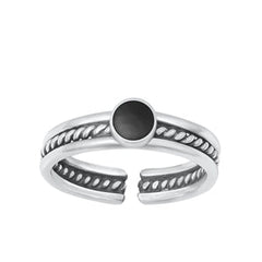 Sterling Silver Oxidized Black Agate Stone Toe Ring-4mm