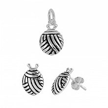 Load image into Gallery viewer, Sterling Silver Fancy Ladybug Design Earrings and Pendant Set