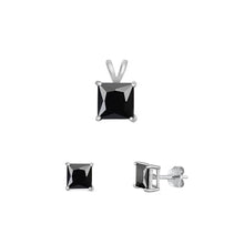 Load image into Gallery viewer, Sterling Silver Rhodium Plated Black CZ Set