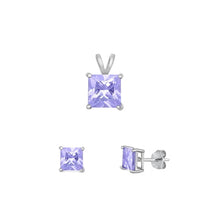 Load image into Gallery viewer, Sterling Silver Rhodium Plated Lavender CZ Set