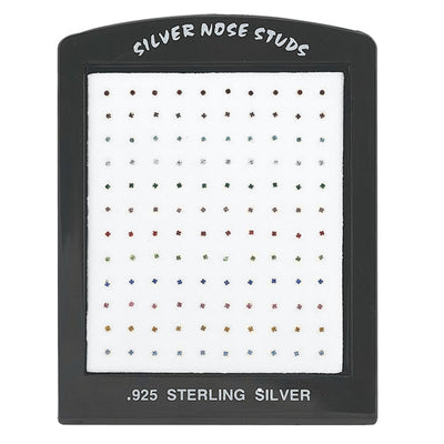 Sterling Silver Multi Colored 1.6mm CZ Ball/Bone End Nose Studs-120 Pieces