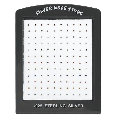Sterling Silver Multi Colored 1.6mm CZ Ball/Bone End Nose Studs-120 Pieces