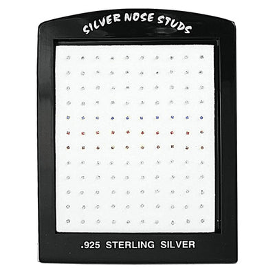 Sterling Silver Colored 1.6mm CZ Ball/Bone End Nose Studs-120 Pieces