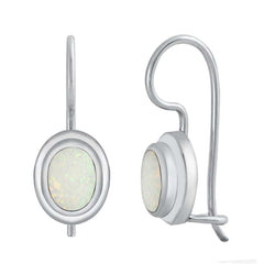 Sterling Silver With White Lab Opal Earrings