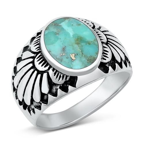 Sterling Silver Genuine Turquoise Stone Ring