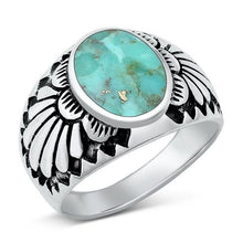 Load image into Gallery viewer, Sterling Silver Genuine Turquoise Stone Ring