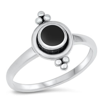 Sterling Silver Black Agate Stone Ring
