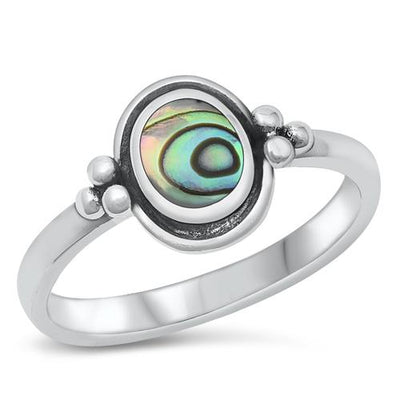 Sterling Silver 10mm Abalone Stone Ring