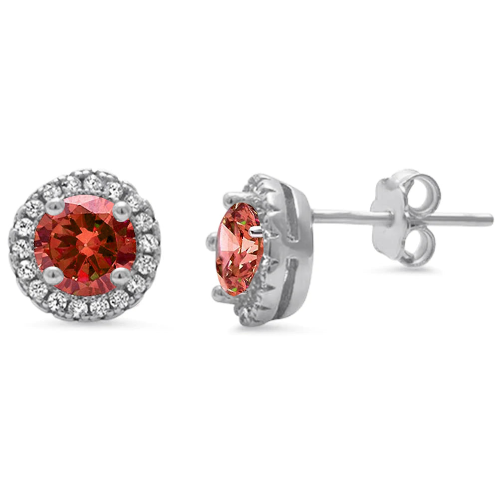 Sterling Silver Halo CZ Stud Earring And Thickness 8.35mm