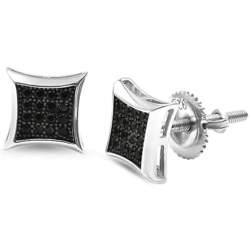 Sterling Silver 8MM Square Micro Pave Modern Stud Earrings