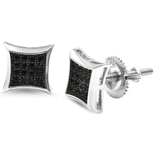 Load image into Gallery viewer, Sterling Silver 8MM Square Micro Pave Modern Stud Earrings