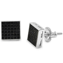 Load image into Gallery viewer, Sterling Silver Square Micro Pave Stud Earrings And Thickness 8mm