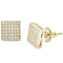 Load image into Gallery viewer, Sterling Silver Square Micro Pave Stud Earrings And Thickness 8mm