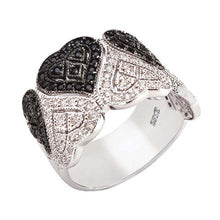 Load image into Gallery viewer, Sterling Silver Black &amp; White Cubic Zirconia Heart Design RingAnd width 14.5 mm