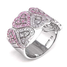 Load image into Gallery viewer, Sterling Silver Cubic Zirconia Pink &amp; Clear CZ Heart RingAnd Width 14.5 mm