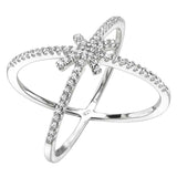 Sterling Silver Micro Pave CZ Criss Cross RingAnd Width 17 mm