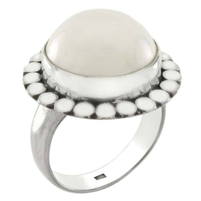 Sterling Silver Bali Mabe Pearl RingAnd Width 15 mm
