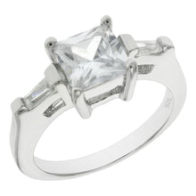 Load image into Gallery viewer, Sterling Silver 6mm Princess-Cut &amp; Trapezoid CZ Engagement Ring