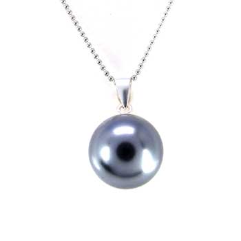 Sterling Silver Grey Stimulated Pearl Pendant