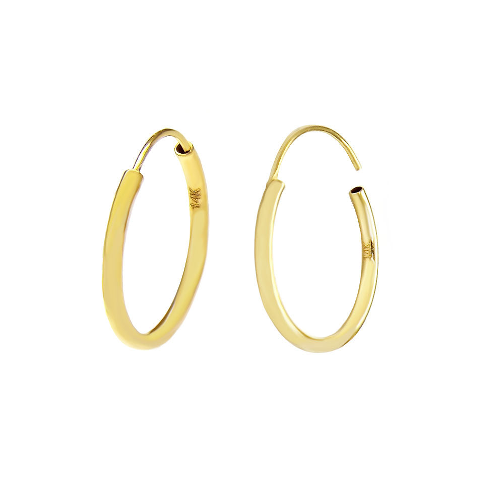 14K Yellow Gold 1.2mm Small Hoop Earrings