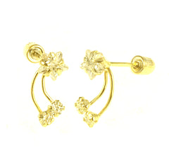 14K Yellow Gold Cubic Zirconia Star Stud Earrings With Screw Back