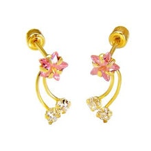 Load image into Gallery viewer, 14K Gold 4mm Pink Star CZ With Screw Back Earrings