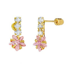 Load image into Gallery viewer, 14K Gold 5mm Pink Star CZ With Screw Back Earrings