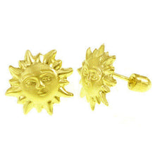 Load image into Gallery viewer, 14K Yellow Gold Screw Back Sun Stud Earrings