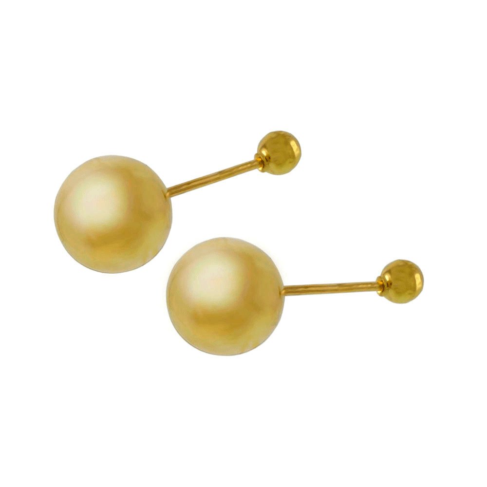14K Yellow Gold Polish Ball Screw Backing Ball Stud Earrings