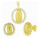 Sterling Silver Lady of Guadalupe Gold Plated Earrings and Pendant Set