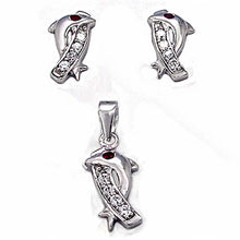 Load image into Gallery viewer, Sterling Silver Cubic Zirconia Dolphin Earring &amp; Pendant Set