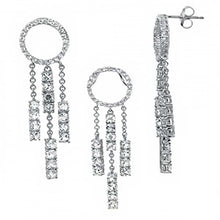 Load image into Gallery viewer, Sterling Silver White Round Topaz Earrings and Pendant with 16  Rolo ChainAnd Earring Dimension of 14MMx57.15MM and Pendant Dimension of 14MMx44.45MM