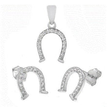 Load image into Gallery viewer, Sterling Silver Horseshoe Earrings and Pendant Set