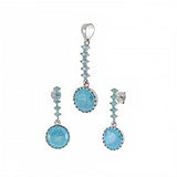 Sterling Silver Round Shaped Crash Stone Earrings And Pendant SetAnd Pendant Length 1 ��� inchAnd Pendant Width 10.2mmAnd Earring Length 1 inchAnd Earring Width 10.2mm