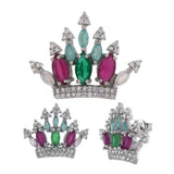 Sterling Silver Multi Color CZ Crown Earrings And Pendant SetAnd Weight 6.9gramAnd Pendant width 27.7mmAnd Earring Width 18mm