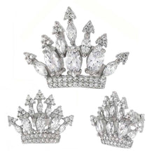 Load image into Gallery viewer, Sterling Silver CZ Crown Earrings And Pendant SetAnd Weight 7.4gram