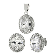 Load image into Gallery viewer, Sterling Silver Simulated Oval Tanzanite and CZ Set